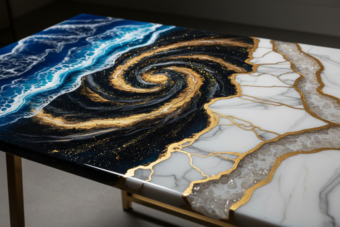 Epoxy Design Ideas: Ocean, Galaxy, and Natural-Stone Inspired Tabletops